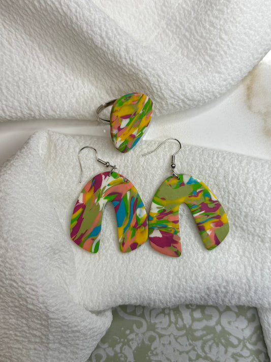 Komplet uhani in prstan